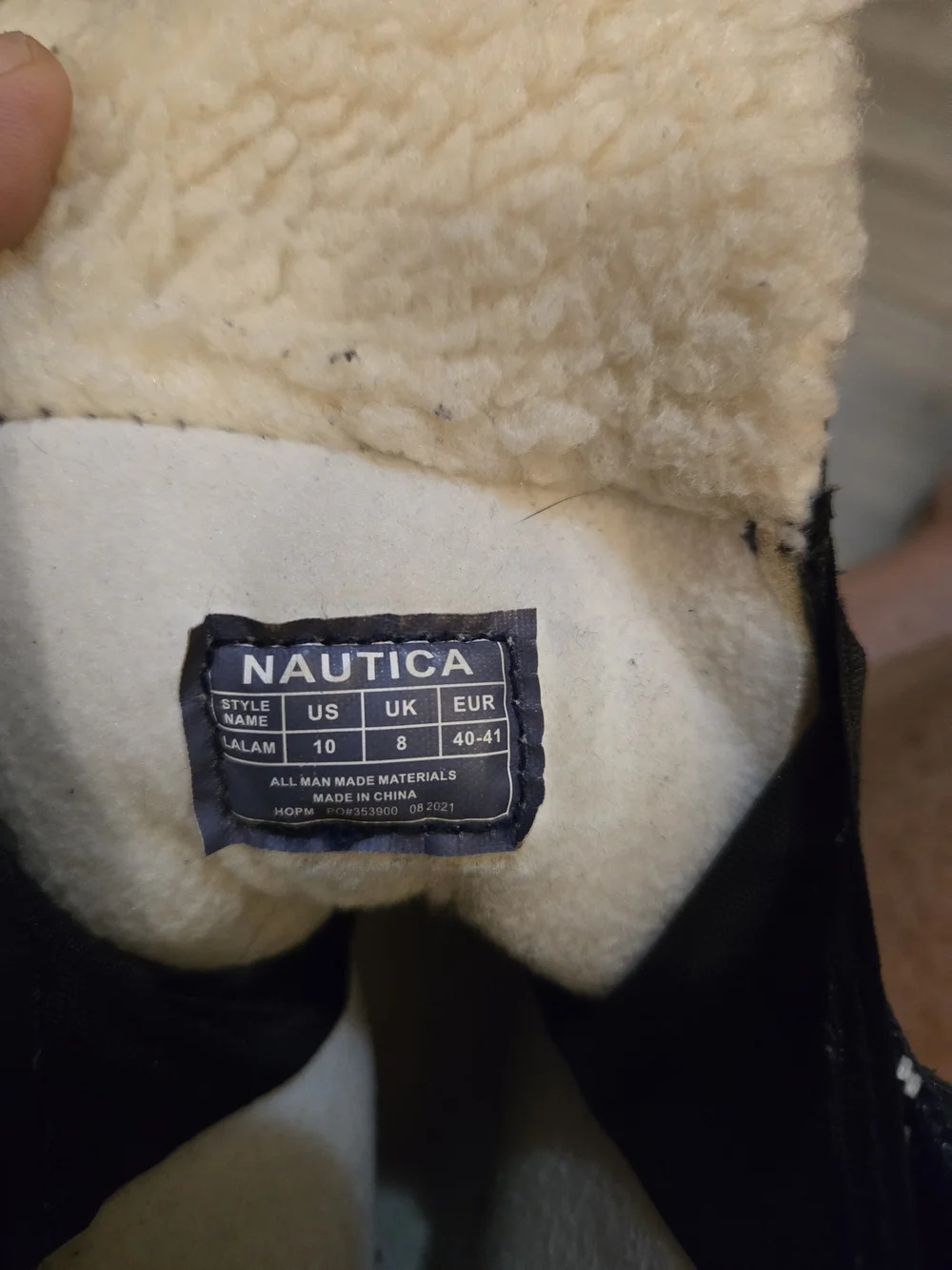 Nautica Navy Blue Winter Lace-Up Boots with Cream Shearling Collar
